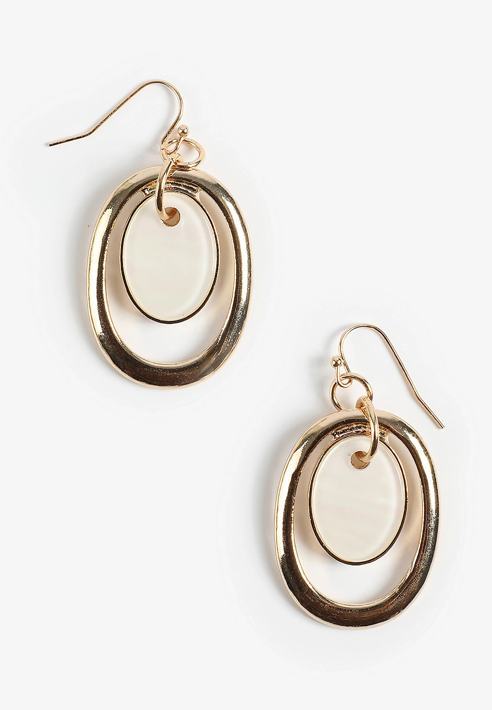 Gold Faux Shell Oval Drop Earrings | Maurices