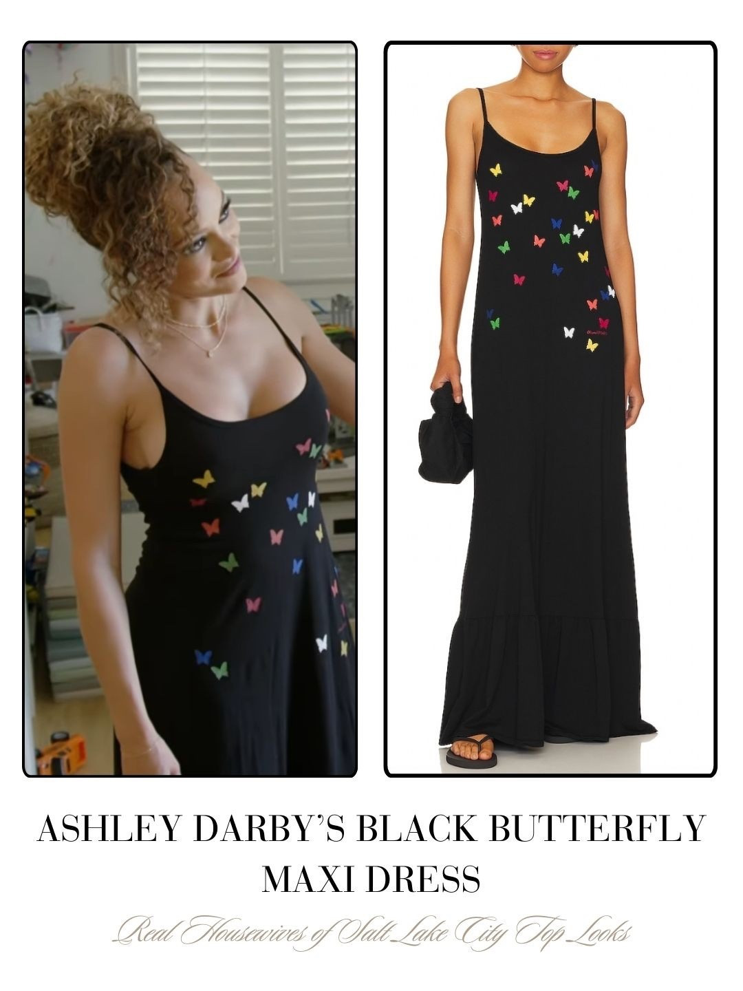 Ashley Darby’s Black Butterfly Maxi Dress