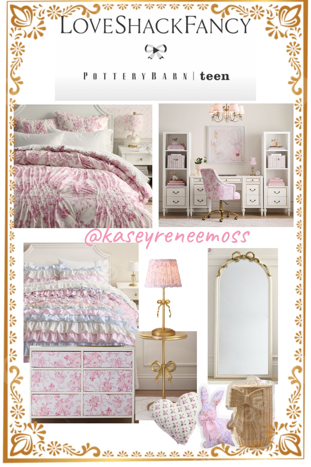 Soft, feminine, and effortlessly chic ✨
Creating a dreamy teen bedroom with that perfect mix of classic elegance and LoveShackFancy-inspired romance—think delicate florals, cozy textures, and timeless Pottery Barn vibes 💕 Shop links below! 