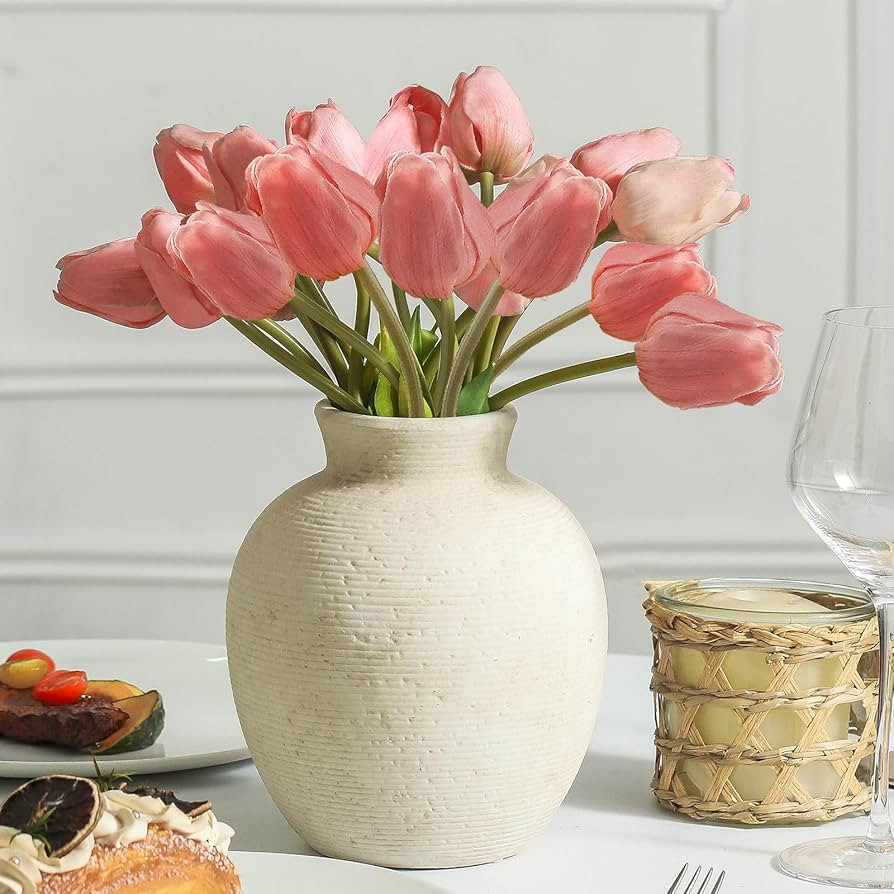 Ceramic Flower Vase Home Decor - Farmhouse Table Vases Rustic Vintage Living Room Kitchen Bedroom... | Amazon (US)