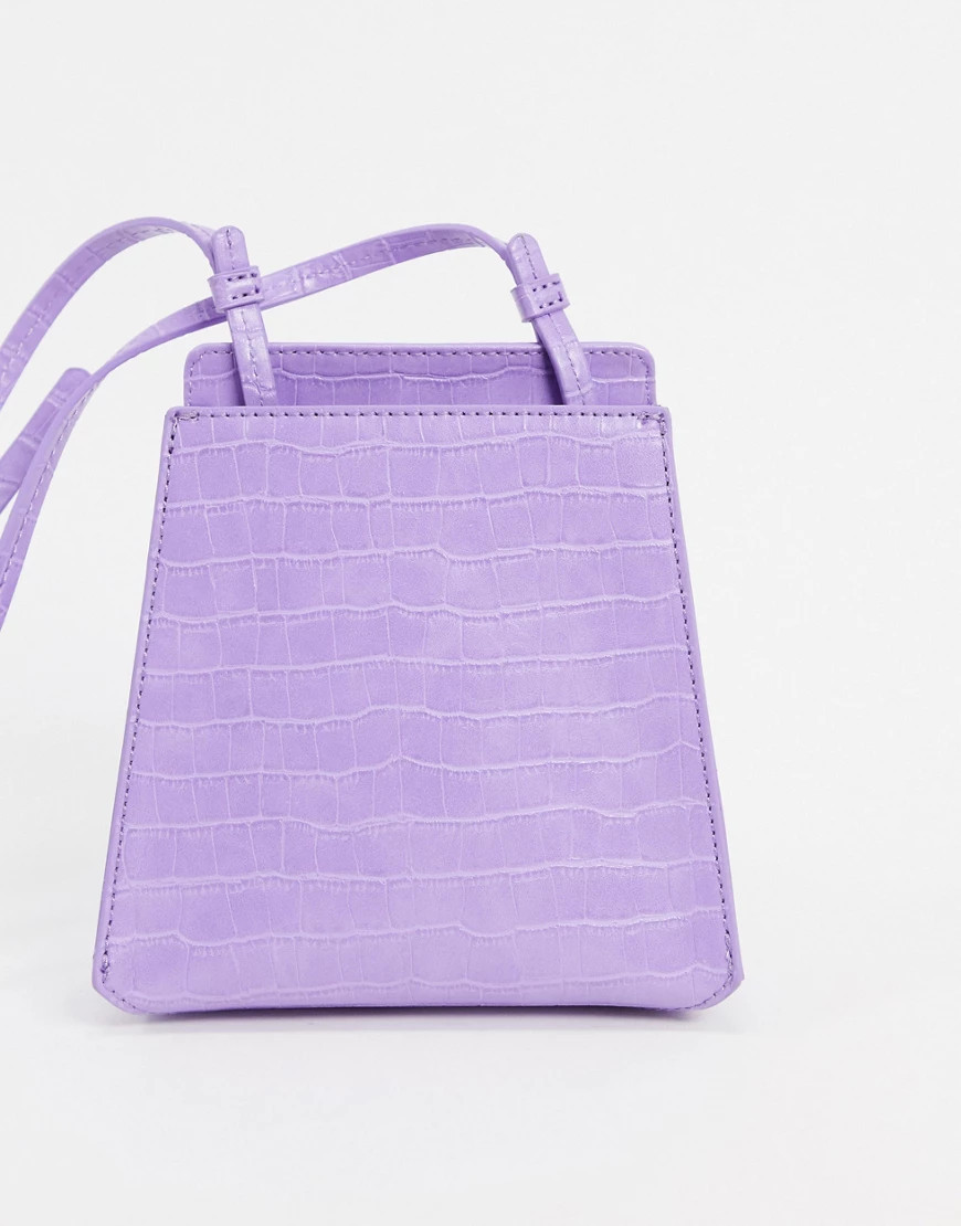 Who What Wear Peyton strcutured cross body bag in purple croc | ASOS (Global)