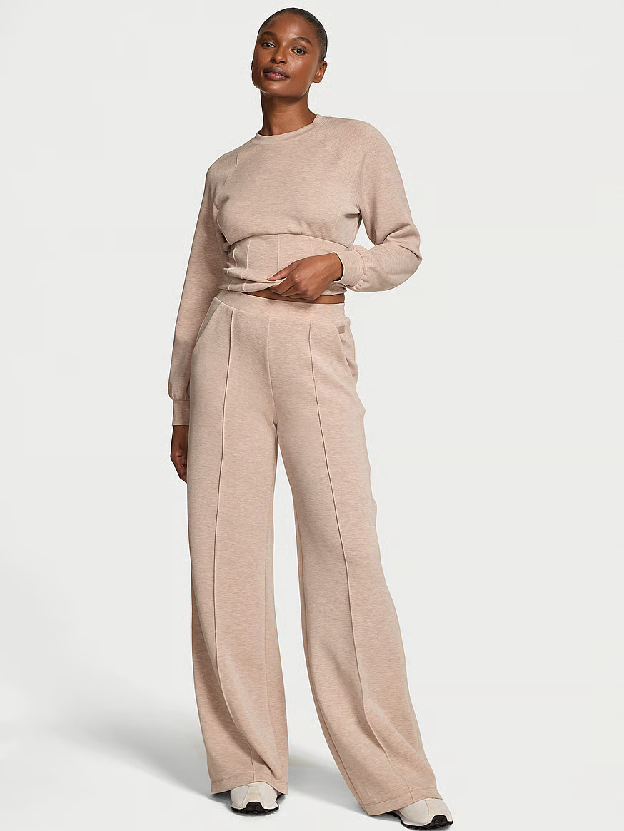 Buy VSX Featherweight Knit Wide-Leg Pant, Heather Bare Taupe - Order Bottoms online - Victoria's ... | Victoria's Secret (US / CA )