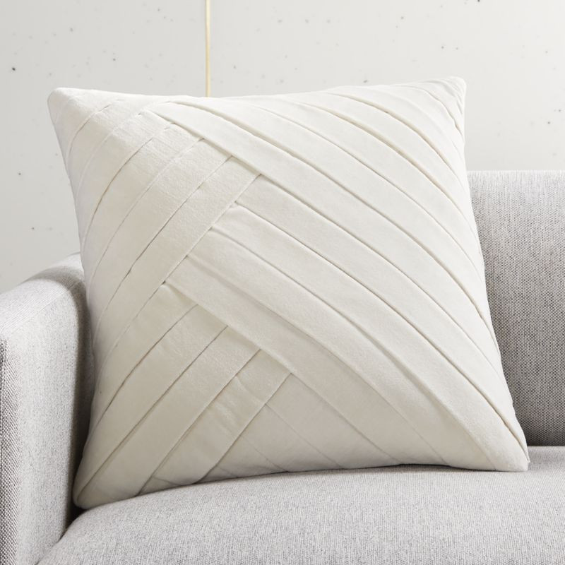 18" Leger Velvet Pillow Ivory with Down-Alternative Insert + Reviews | CB2 | CB2