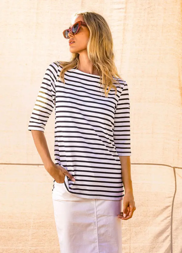 PHARE - Boat Neck Striped UV Fabric Tunic with Slits (Women) | Nordstrom | Nordstrom