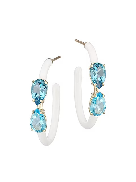 Vine Goldtone Sterling Silver, Enamel & Blue Topaz Hoop Earrings | Saks Fifth Avenue