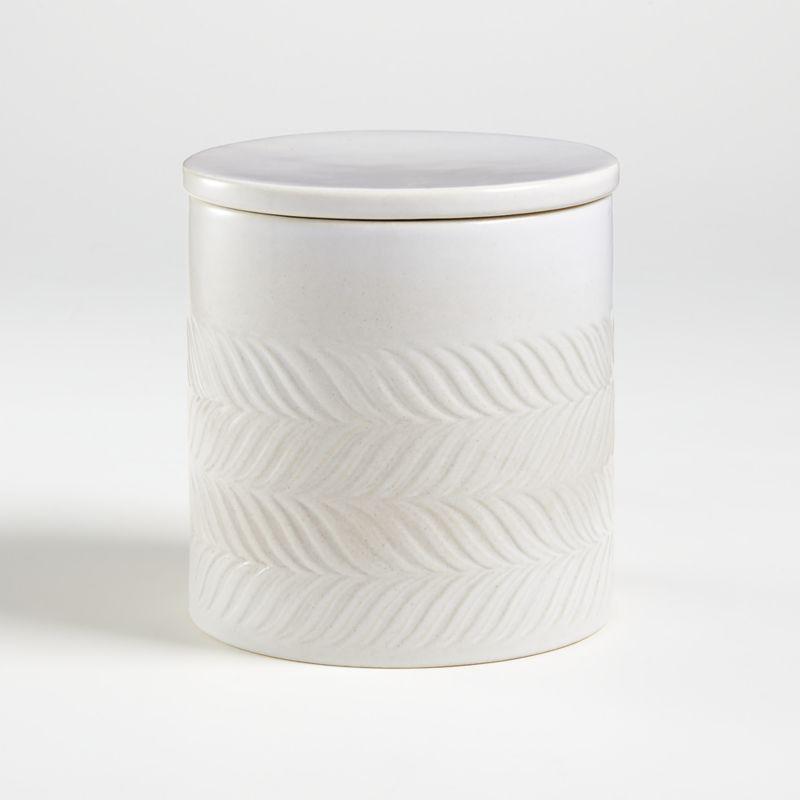 Fern Medium White Ceramic Canister + Reviews | Crate and Barrel | Crate & Barrel