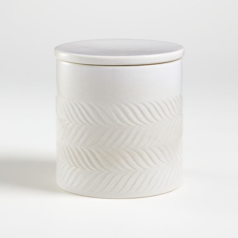 Fern Mid-Century Modern Medium White Ceramic Kitchen Canister + Reviews | Crate & Barrel | Crate & Barrel