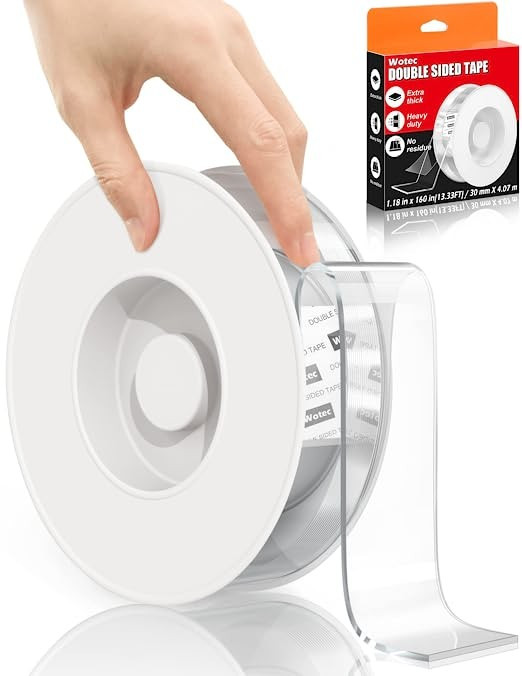 Wotec Tough Double Sided Mounting Tape Upgraded Adhesive 1.18" x 160”(13.33FT), Removable Doubl... | Amazon (US)