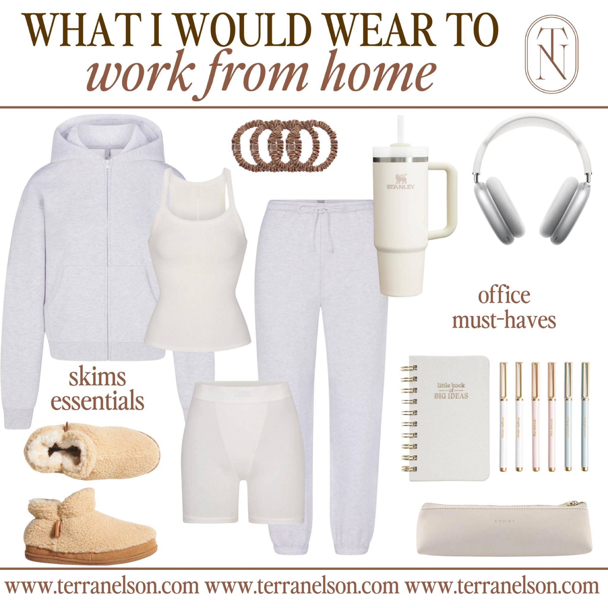 Work from home outfits / Neutral Loungewear / Skims Lounge / Skims Clothing / Office Accessories / Neutral Office / Stanley Tumbler / Cozy Loungewear

#LTKworkwear #LTKSeasonal #LTKstyletip