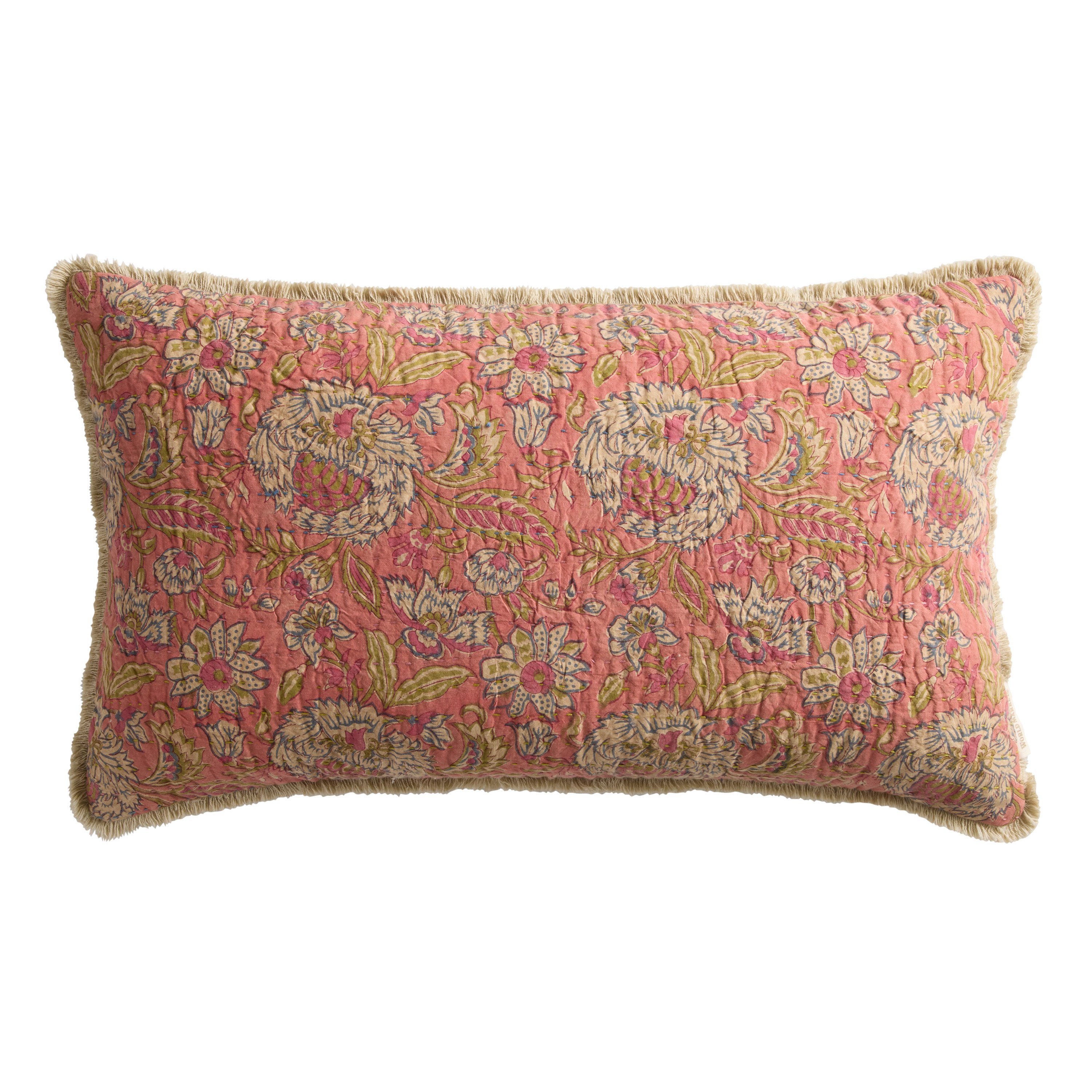 Floral Block Print Lumbar Pillow | World Market