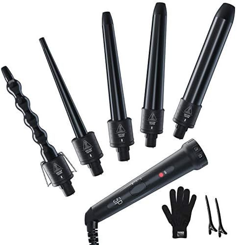 5 in 1 Curling Iron Wand Set, Ohuhu Upgrade Curling Wand 5Pcs 0.35 to 1.25 Inch Interchangeable C... | Amazon (US)