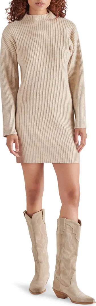 Kallie Long Sleeve Funnel Neck Rib Mini Sweater Dress | Nordstrom