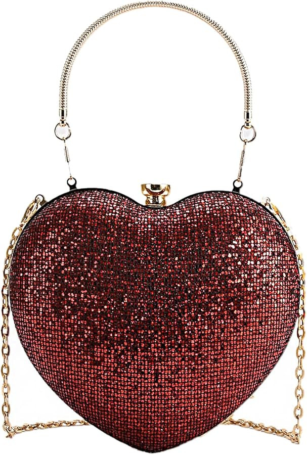 Sparkly Clutch Purses for Women Formal Clutch, Heart Shape Evening Bag, Purse Handbag for Wedding... | Amazon (US)