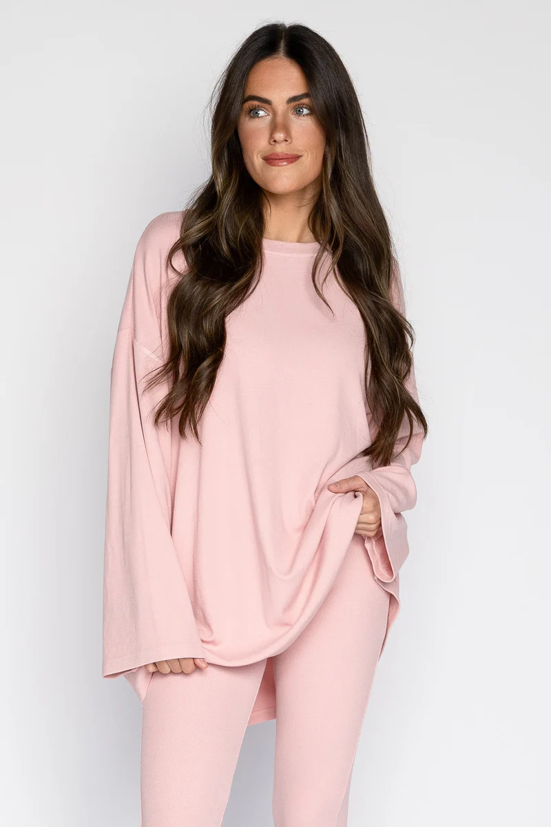 All Weekend Long Pant Set Long Sleeve Perfect Pink | The Foxy Kind