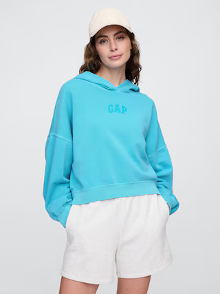 Relaxed Gap Mini-Logo Cropped Hoodie | Gap Factory