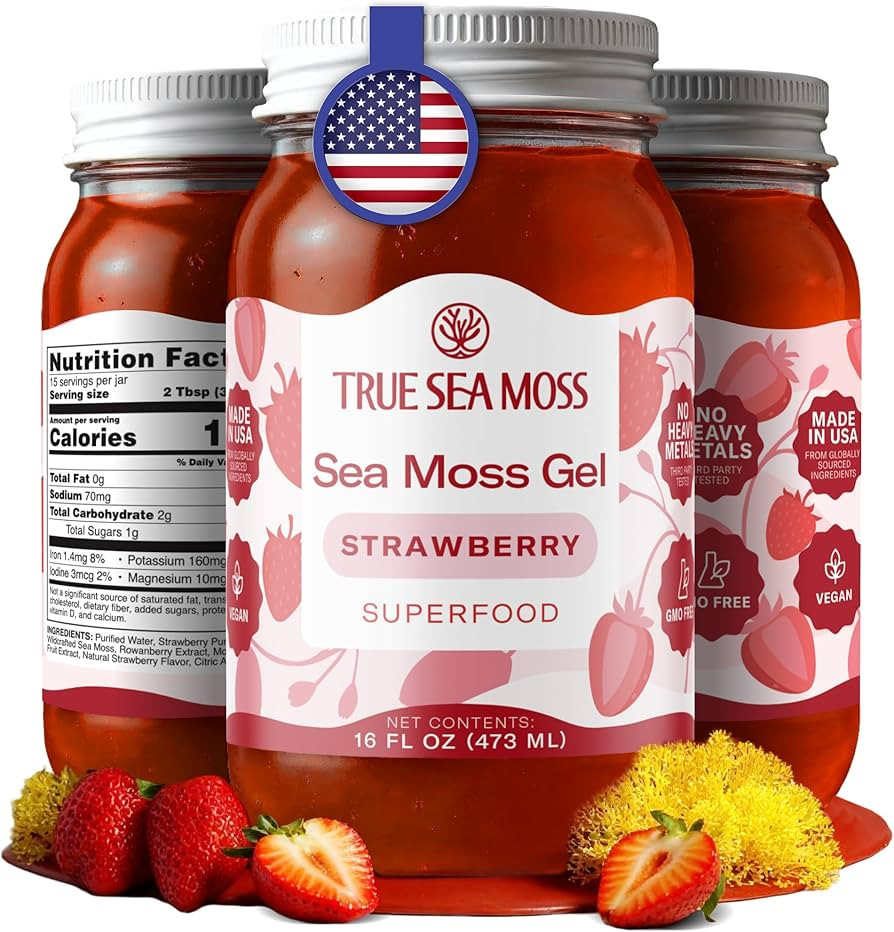 TrueSeaMoss Sea Moss Gel – Made in USA – Wildcrafted Seamoss, Fruits & Jarred Vegetables – ... | Amazon (US)