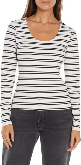 Stripe Scoop Neck Stretch Cotton Top | Nordstrom Rack