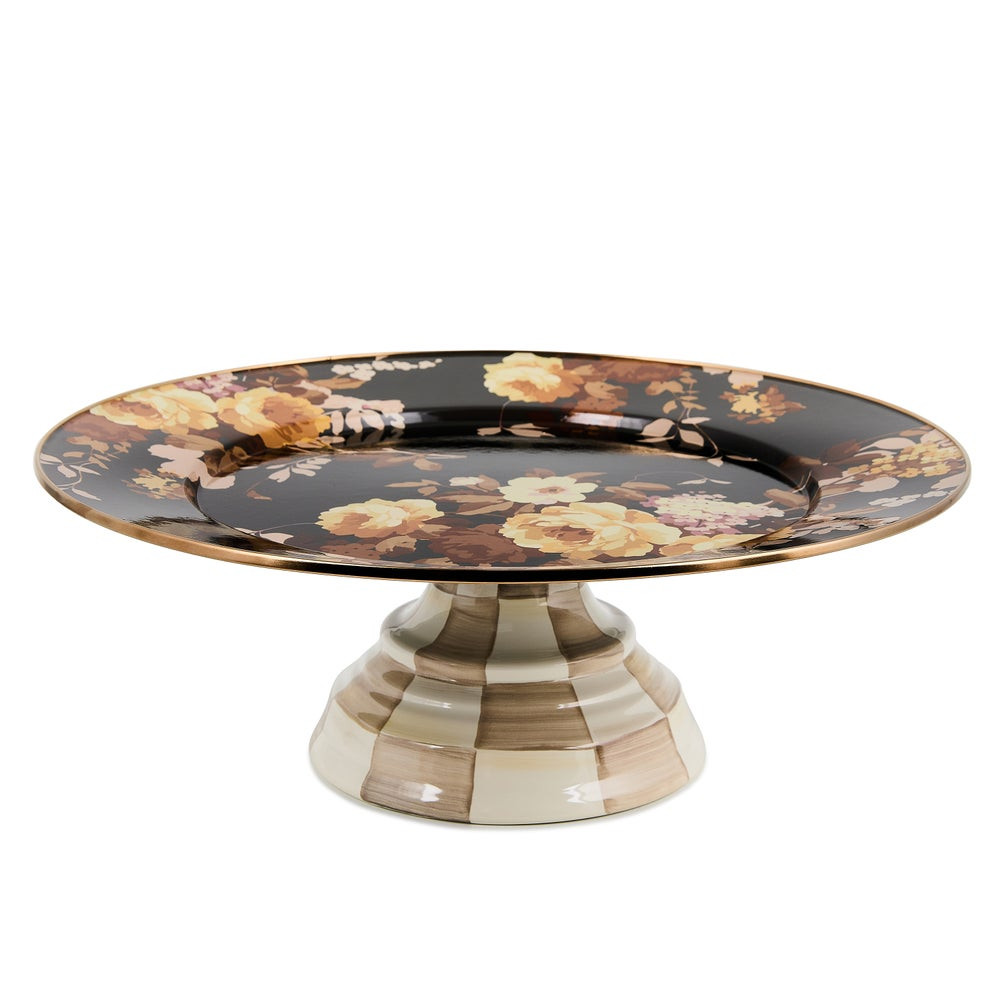 Wild Rose Brown Large Pedestal Platter | MacKenzie-Childs