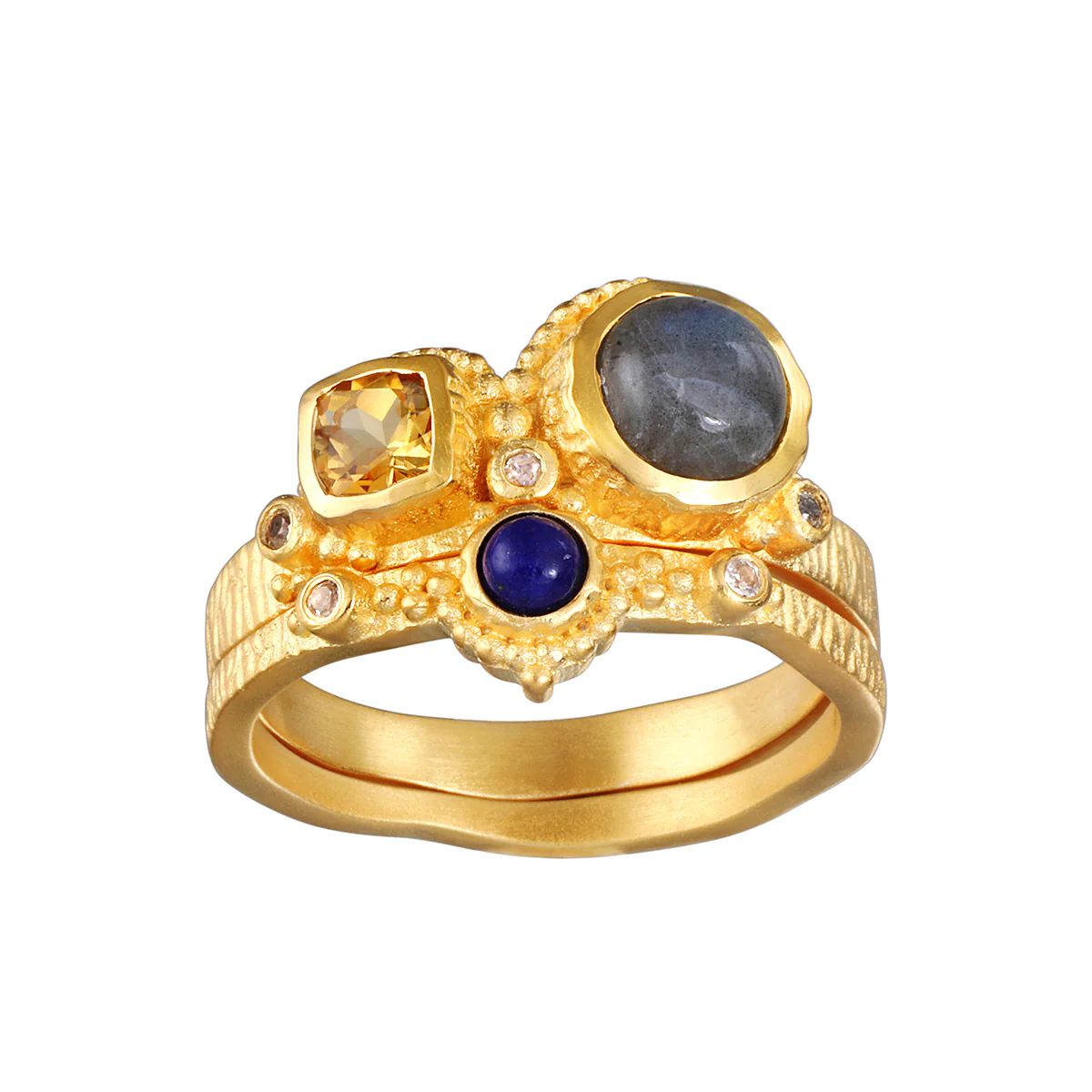 Vibrant Beauty Cluster Gemstone Ring Set | Satya Jewelry