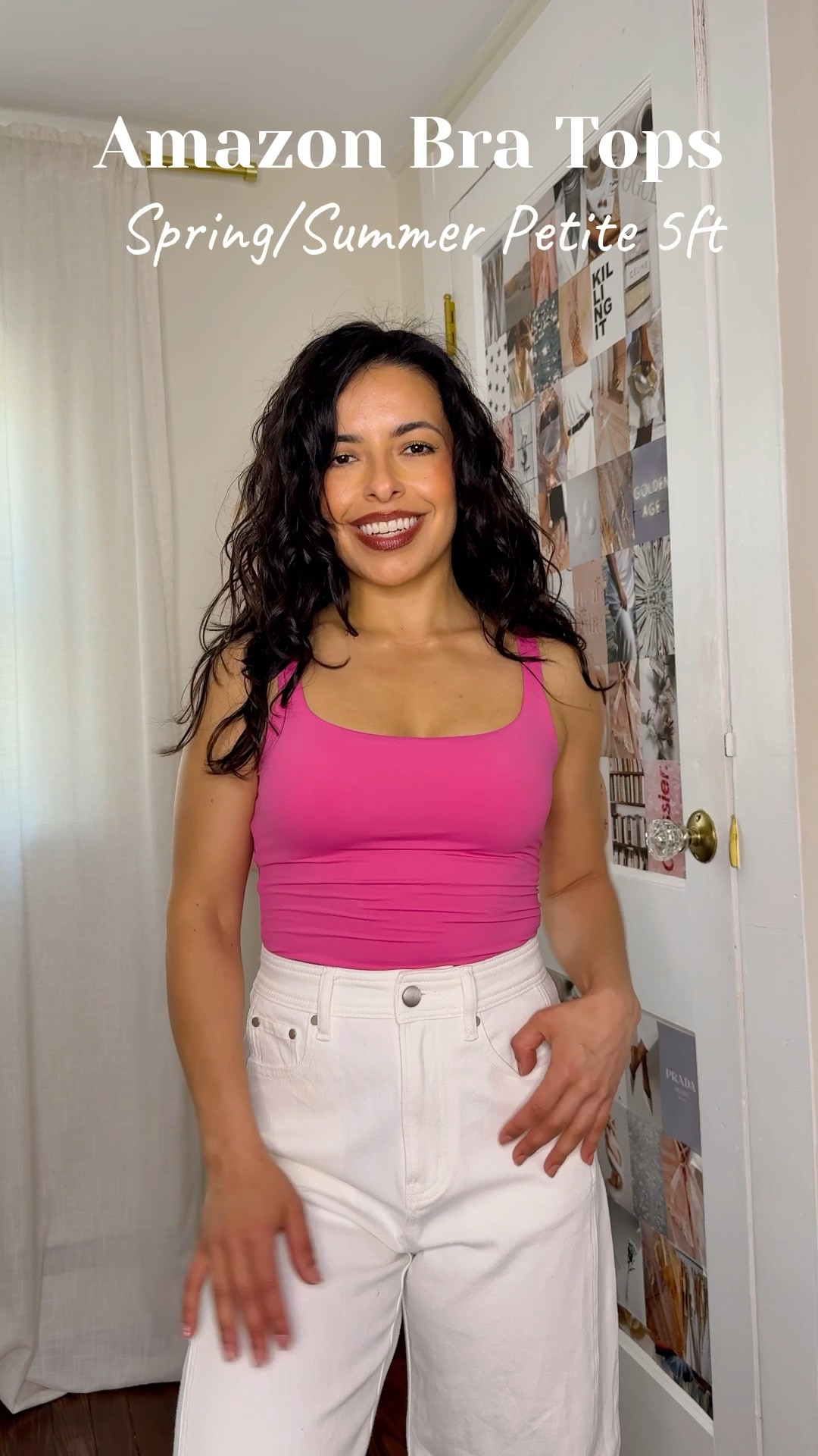 Bra tops for spring and summer from Amazon! These bra tops have removable padding and are double lined. They hug your body perfectly and are super soft as well! Wearing size small in everything!

#LTKSeasonal #LTKPetite