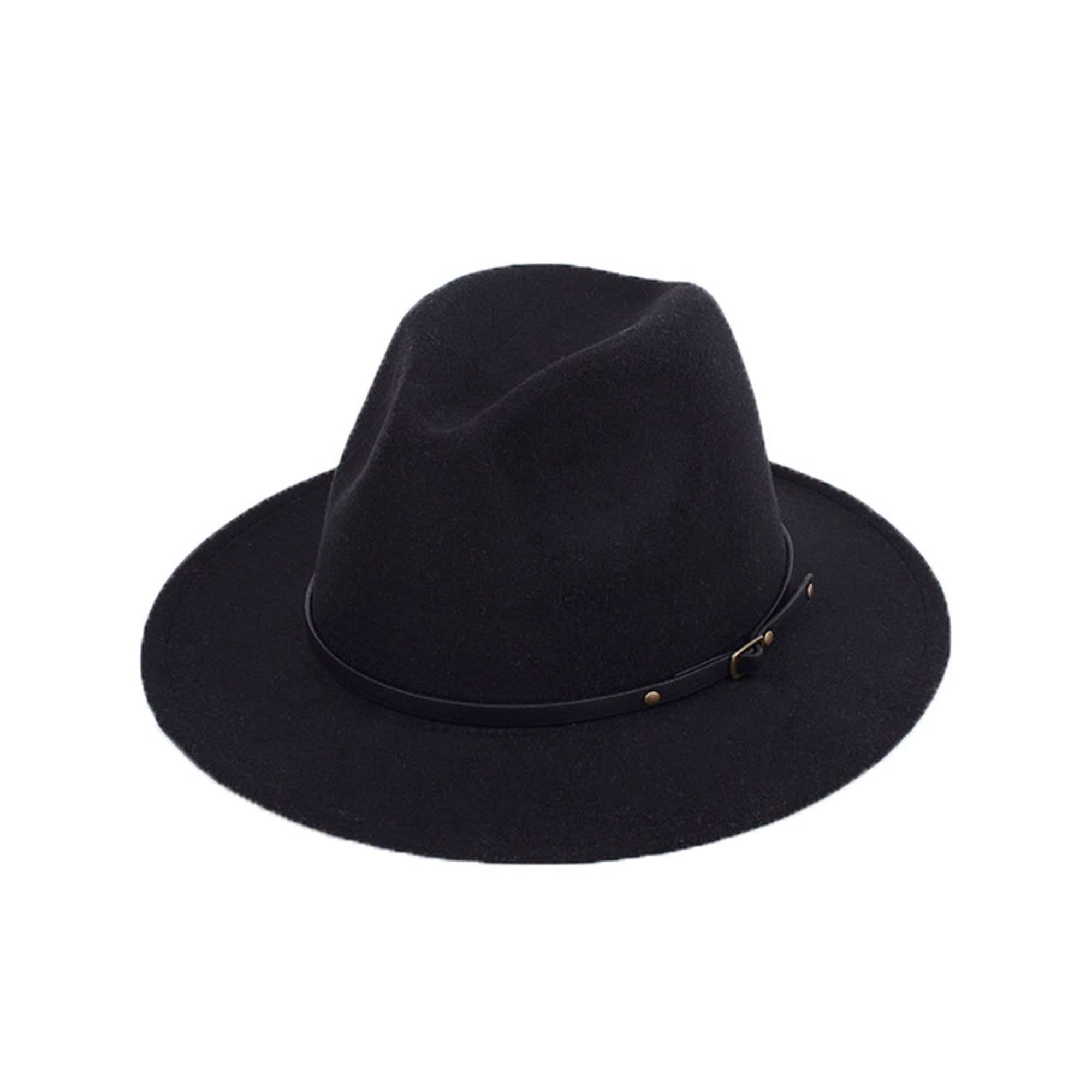 Men Women Wool Felt Jazz Panama Derby Wide Brim Fedora Hat Cap | Walmart (US)