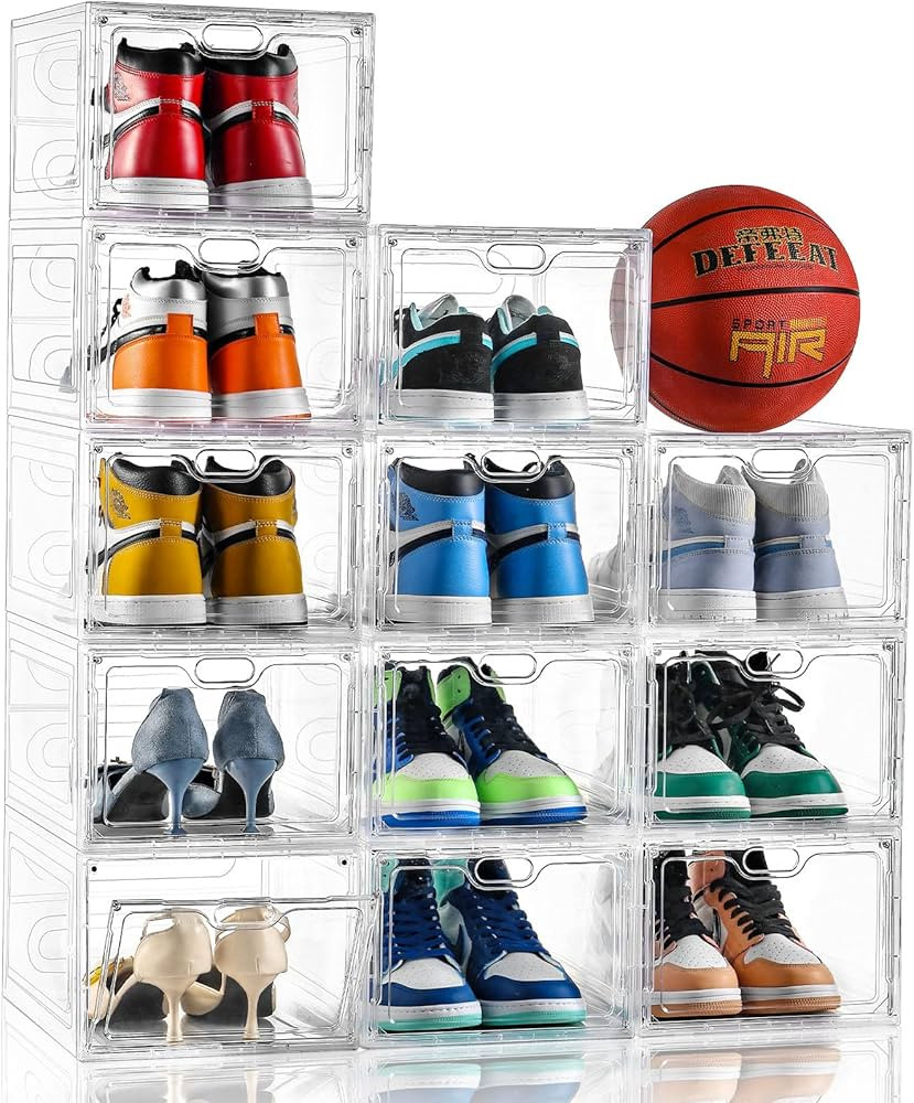 Aliscatre Shoe Boxes,Set of 12, Shoe Storage Boxes Clear Plastic Stackable For Closet, Sneaker St... | Amazon (US)