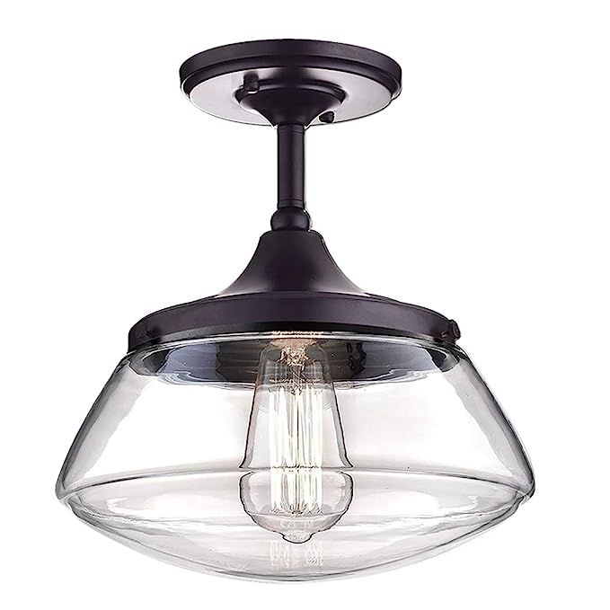 CLAXY Ecopower Vintage Metal & Glass Ceiling Light 1-lights Pendant Lighting Chandelier | Amazon (US)