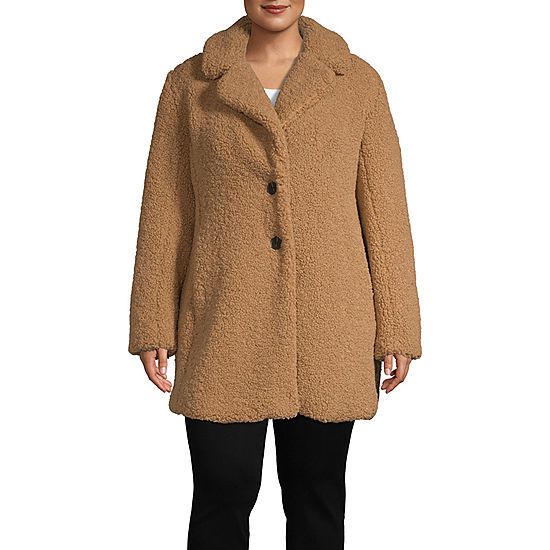 Liz Claiborne Sherpa Lightweight Faux Fur Coat Plus | JCPenney