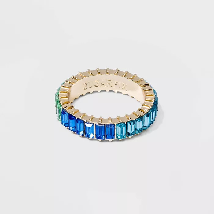 SUGARFIX by BaubleBar Blue Ombre Crystal Baguette Ring - Blue | Target