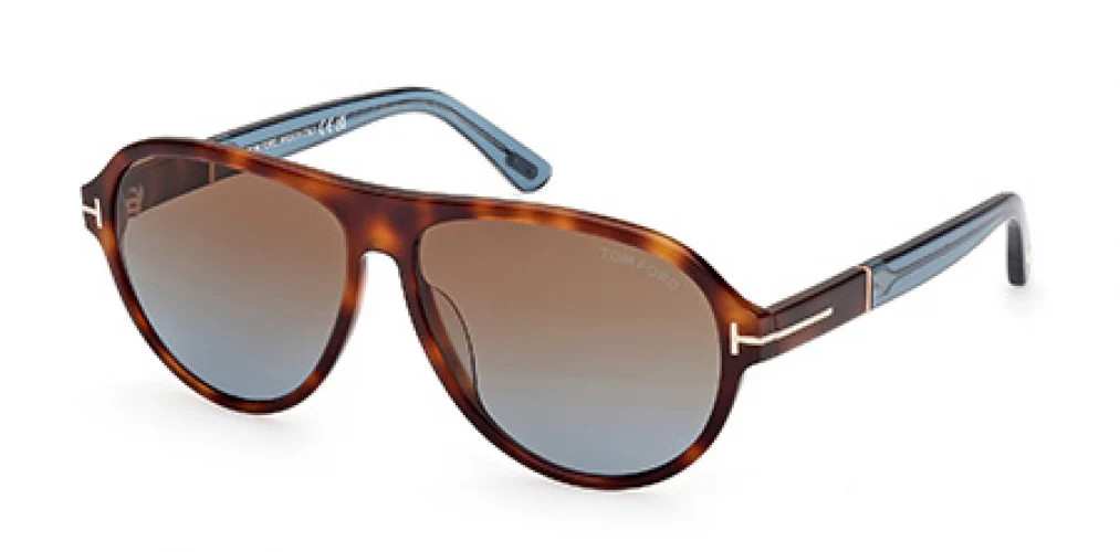 Tom Ford Quincy 1080 Sunglasses 53F - Blonde Havana - Gradient Brown Men Blonde Havana - Shiny Light Blue Pilot | Designer Optics