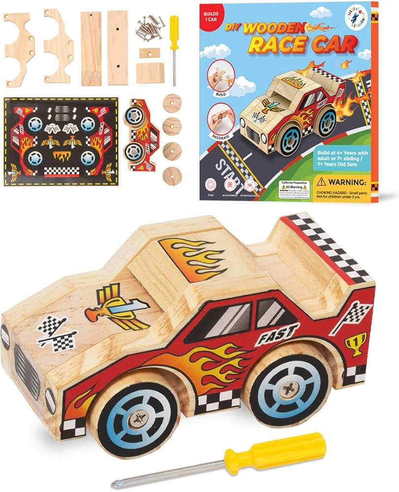 DIY Wooden Kits w/ Stickers - Kids Building Kit - Stem Building Toys - Wood Crafts for Kids - Bui... | Amazon (US)