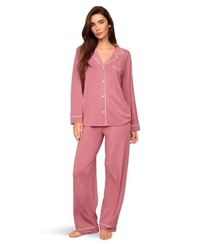 Eberjey Womens Gisele - PJ Set Berry Blush/Ivory Small Inseam: 30 | Amazon (US)