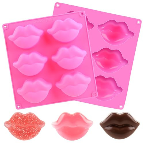 2 Pcs Red Lip Silicone Molds, 3D Sexy Lip Chocolate Molds, Valentine’s Day Fondant Mold for DIY Cake, Chocolate, Candy, Jelly, Wax Melt, Ice Cubes | Amazon (US)