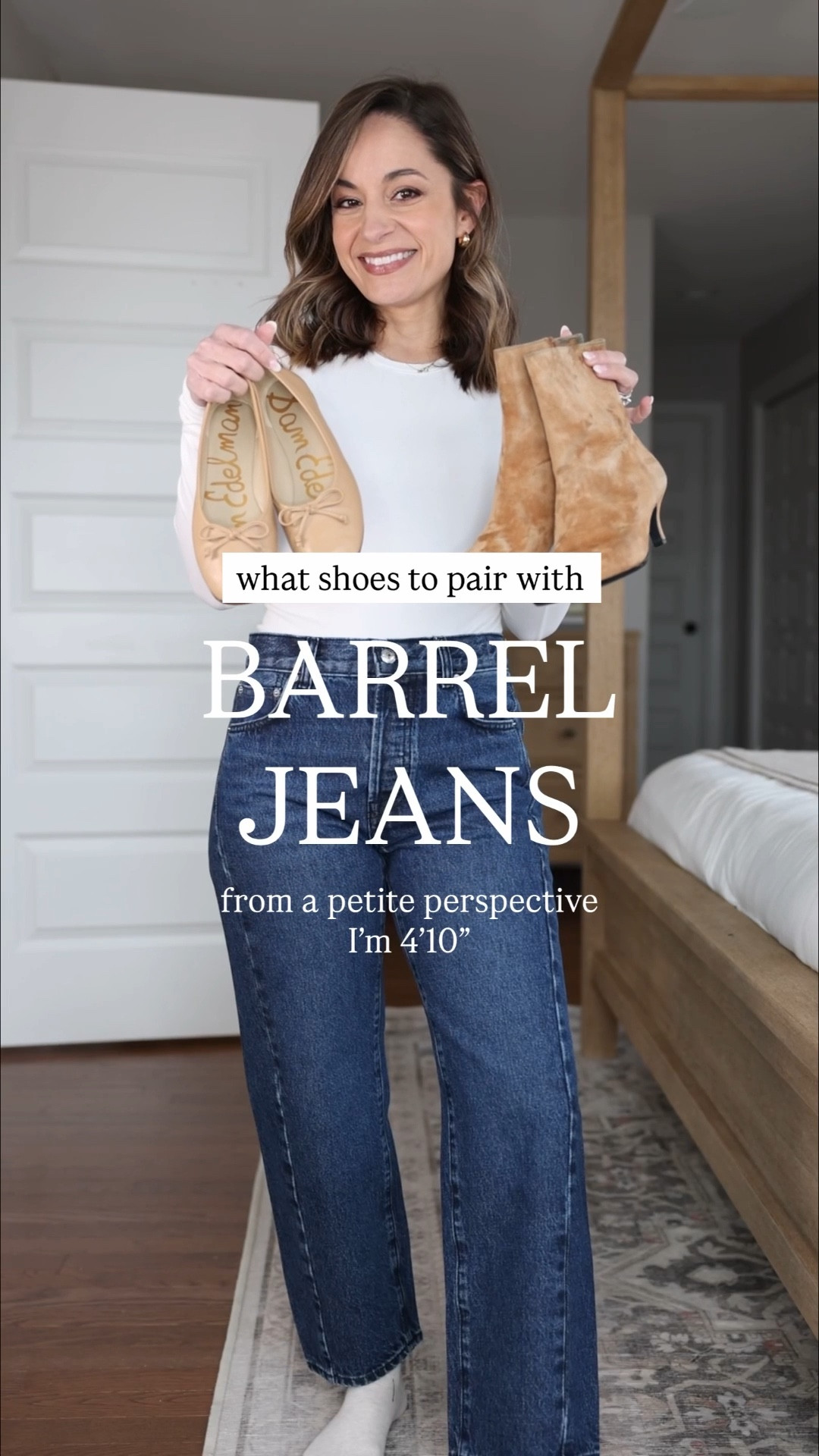 The shoes I’m wearing with barrel jeans this winter! 

Jeans (Madewell): petite 24 - relaxed fit, 10” rise, 25” inseam. 100% cotton 

Ankle Boots (J.Crew): tts 
Sweater (Aritzia): xs 
Bag (J.Crew)
Coat (BR Factory): petite xxs 

Low profile sneakers (Gola): tts 
Sweater (Kohl’s): petite xs 
Bag (J.Crew) 

Slim Profile Loafers (Sam Edelman): tts in French sand 
Top (Amazon): xs 
Belt (Madewell) 
Blazer (BR Factory): petite 00/xxs 

Ballet flats (Sam Edelman): tts 
Sweater (Quince): xs 
Layering top (Quince): xs 
Belt (Quince) 

My measurements for reference: I’m 4’10” and 105lbs. My bust, waist, and hip measurement is 32”, 24”, and 36”.

#LTKPetite