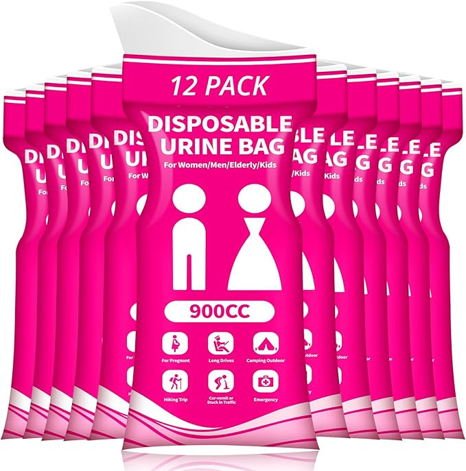Disposable Urine Bag for Travel - 900ML Portable Pee Bags for Women Men 8/12/20/24/28 PCS Emergen... | Amazon (US)