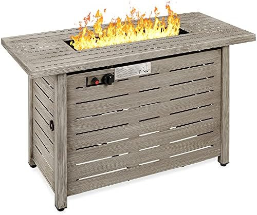 Amazon.com: Best Choice Products Fire Pit Table 42in 50,000 BTU Rectangular Steel Propane Gas for... | Amazon (US)