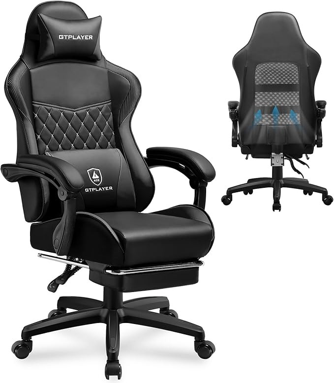 GTPLAYER Gaming Chair, High Back Leather Computer Game Chair with Footrest, Ergonomic Height Adju... | Amazon (US)