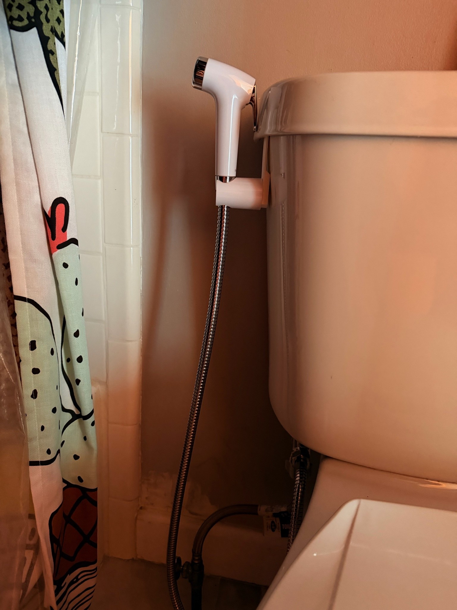 Esse trem é luxo! 

Brondell PS-91W PureSpa Essential Handheld Bidet Sprayer for Toilets, Includes Spiral Metal Hose and Holster, Ambient Temperature, White