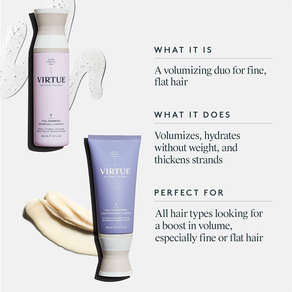 Virtue Full Sulfate Free Volumizing Shampoo and Conditioner Set Thickens, Safe for All Hair Types... | Amazon (US)