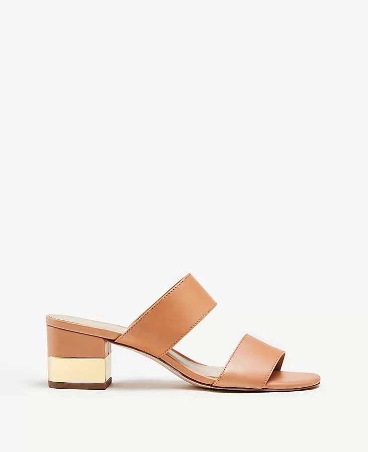 Liv Leather Block Heel Sandals | Ann Taylor (US)