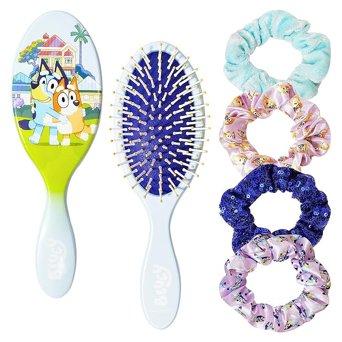 Bluey Hair Accessory 5 Pcs Set - 1 Regular 9 inch Bluey HairBrush For Girls + 4 Bluey Scrunchies ... | Amazon (US)
