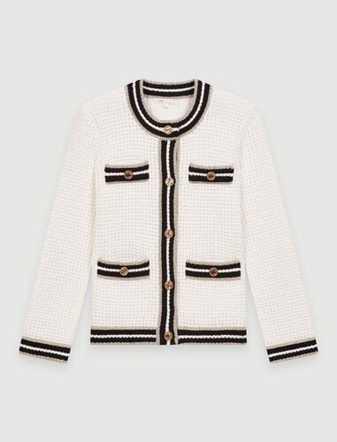 220MAQUETTE Knit cardigan with contrasting bands | Maje (US)