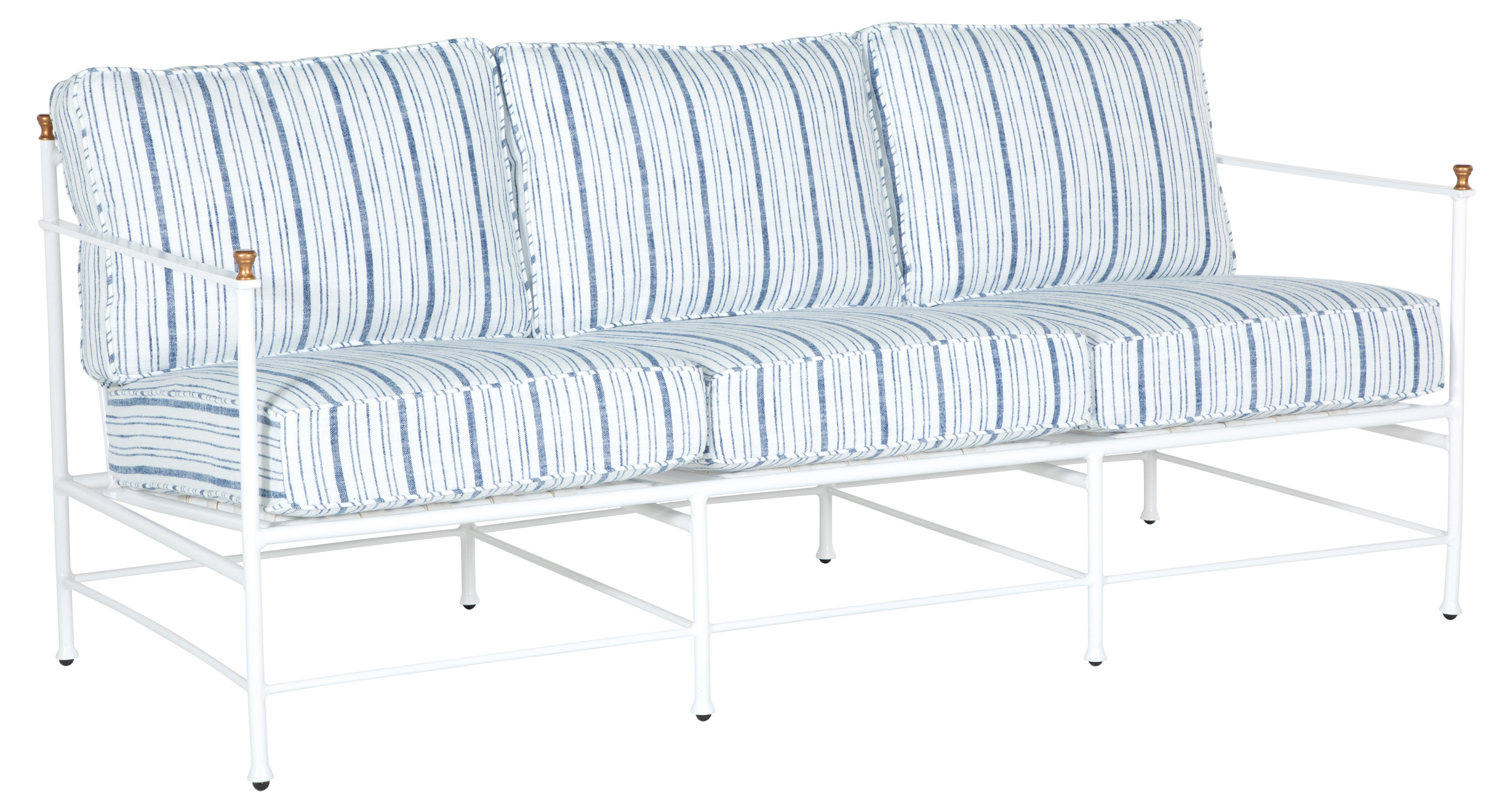 Frances White Sofa, Linen Indigo Stripe | One Kings Lane