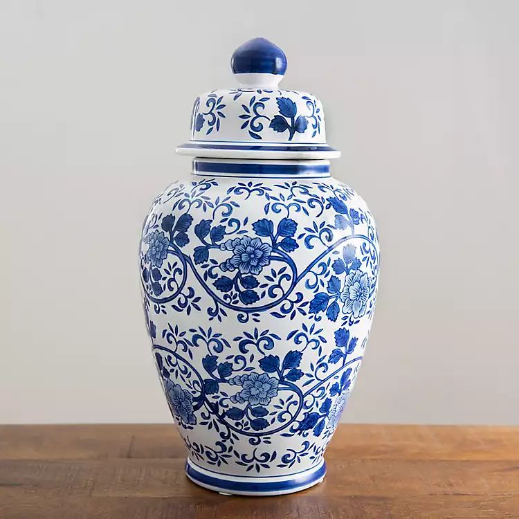 New!Large Blue Stoneware Ginger Jar | Kirkland's Home