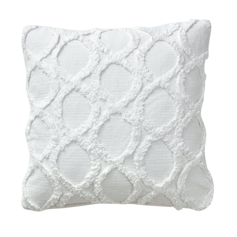 My Texas House Lantana Tufted Cotton Square Decorative Pillow Cover, 20" x 20", White - Walmart.c... | Walmart (US)