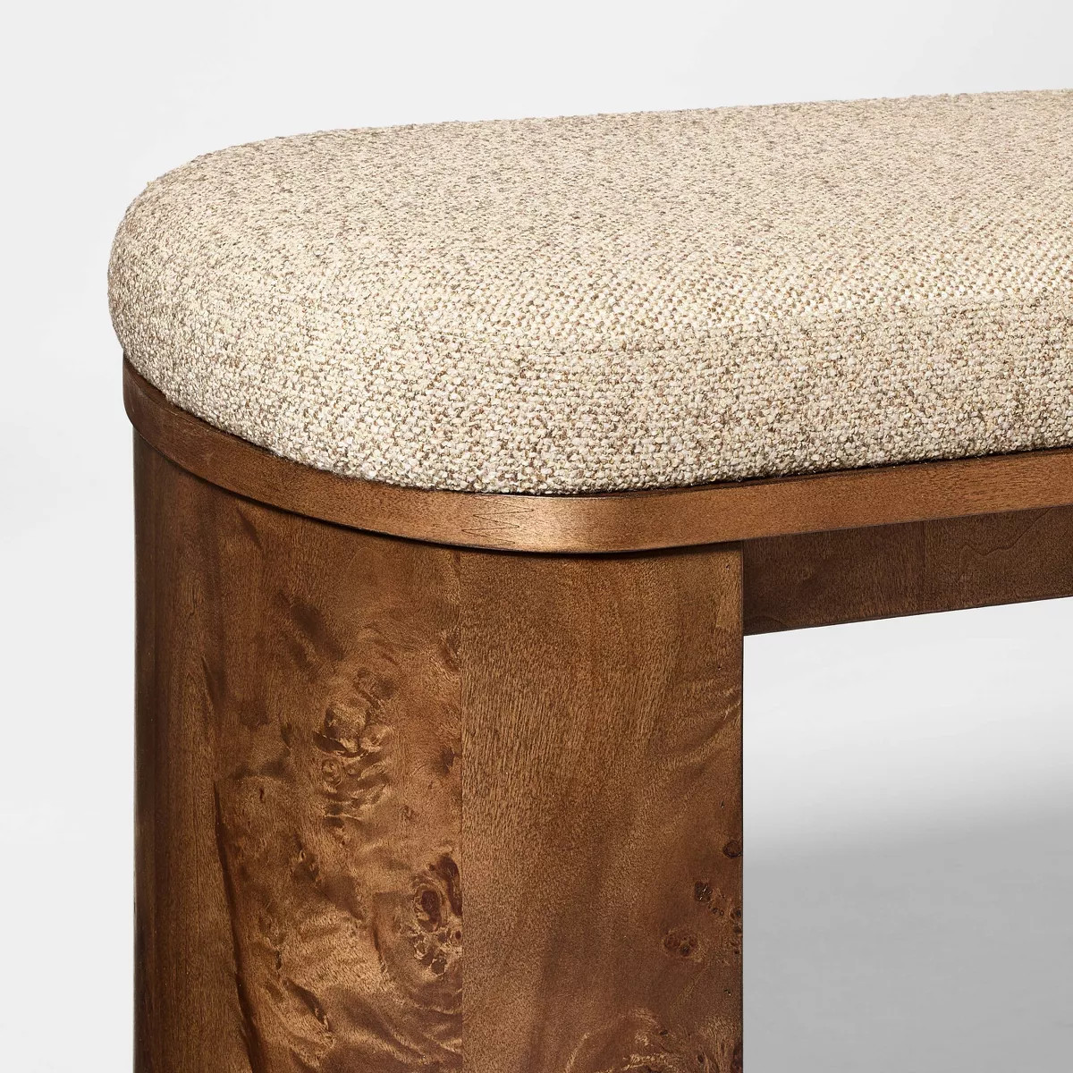 46" Burled Wood Upholstered Bench Dark Brown - Assembly Required | Target