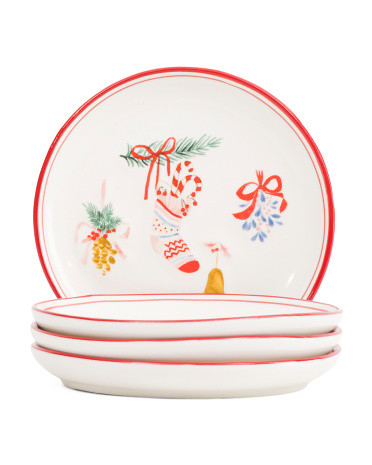 Set Of 4 Stocking Appetizer Plates | TJ Maxx