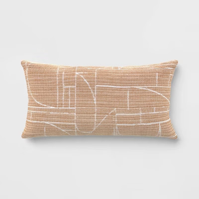 10"x20" Golden Rule Heathered Outdoor Lumbar Pillow Tan - Threshold™ | Target