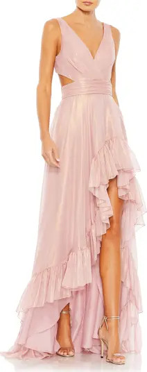 Metallic Cascade Detail A-Line Gown | Nordstrom