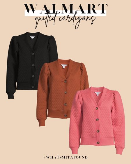 Walmart new arrival, quilted cardigans, button front cardigan, quilted cardigan, puff sleeve cardigan, comfy cardigan, comfy outfit idea 

#LTKstyletip #LTKunder50 #LTKSeasonal